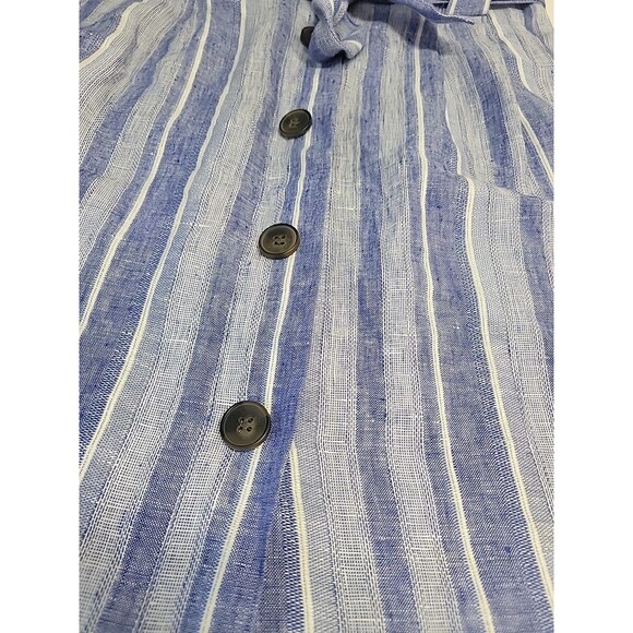 H&M‎ Womens Size 4 Linen Blend Button Front Blue Skirt Pockets - Picture 7 of 10